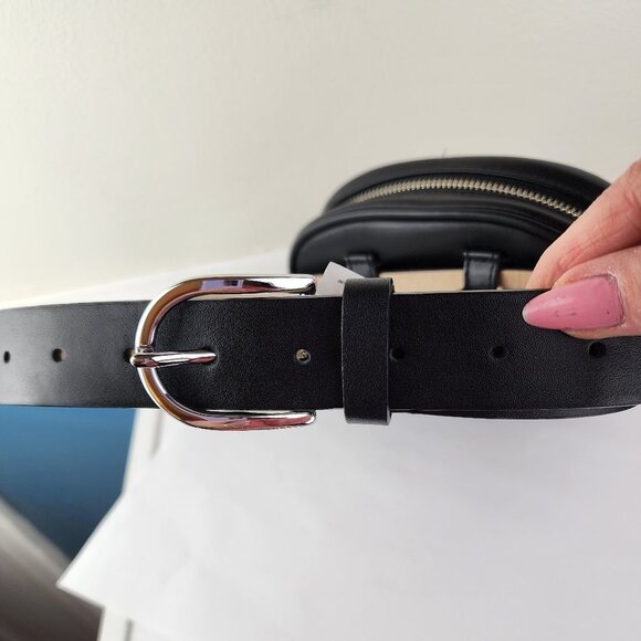 Steve Madden Black Belt Bag Fanny Pack Waist Diamond Weave NWOT - Picture 7 of 8